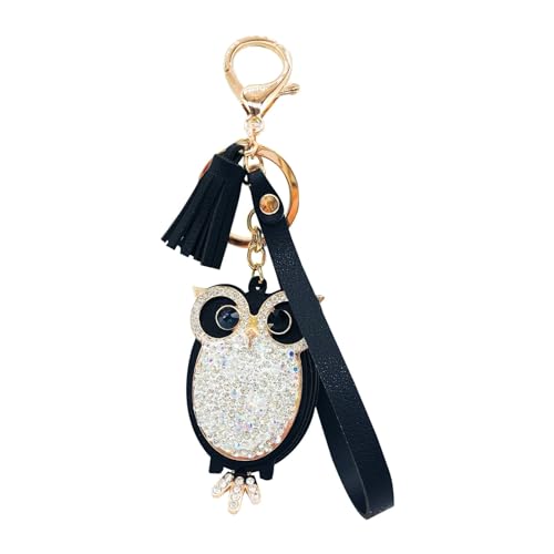 Molyorch 1 Stücke Schlüsselanhänger Strasssteine Eule, Eule Design Schlüsselanhänger, Eulen Keychain, für Frauen Schlüsselbund, Schlüsselring Dekoration, Dekorative Tasche (Schwarz) von Molyorch