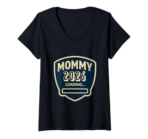 Damen Mama 2026 New Mom T-Shirt mit V-Ausschnitt Damen Mama 2026 New Mom T-Shirt mit V-Ausschnitt von Mom 2026 Pregnancy Announcement