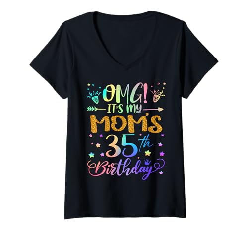 Damen OMG Es ist der 35. Geburtstag meiner Mutter, Sweet, 35 Jahre alt T-Shirt mit V-Ausschnitt Damen OMG Es ist der 35. Geburtstag meiner Mutter, Sweet, 35 Jahre alt T-Shirt mit V-Ausschnitt von Mom 35th Bday Tie Dye Son Daughter