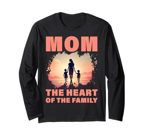 Mama das Herz der Familie Muttertag Familie Liebe Frauen Langarmshirt von Mom Awesome Present Tee Design Idea