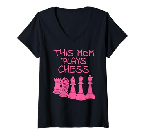 Damen Diese Mutter spielt Schach, Muttertag T-Shirt mit V-Ausschnitt Damen Diese Mutter spielt Schach, Muttertag T-Shirt mit V-Ausschnitt von Mom Chess Player By DoodleRob