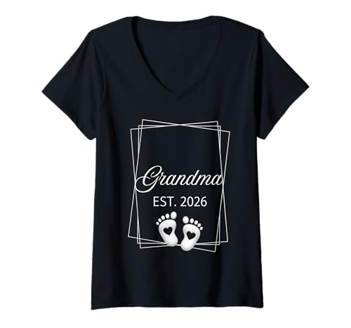 Damen Laden Oma Est 2026 für Gma Schwangerschaft Ankündigung 2026 T-Shirt mit V-Ausschnitt Damen Laden Oma Est 2026 für Gma Schwangerschaft Ankündigung 2026 T-Shirt mit V-Ausschnitt von Mom Dad established Matching Outfit 2026