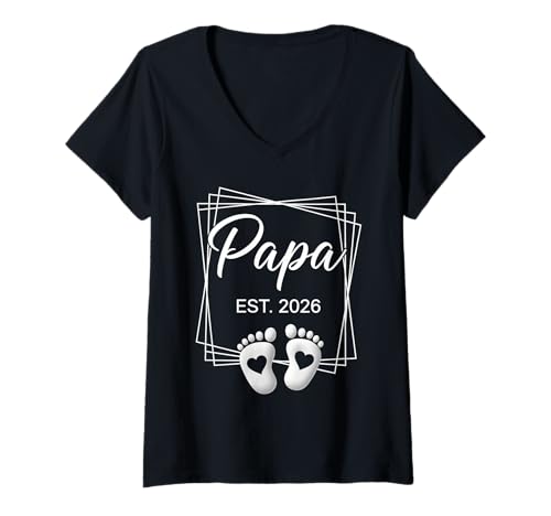 Damen Loading Papa Est 2026 für Tante Schwangerschaft Ankündigung 2026 T-Shirt mit V-Ausschnitt Damen Loading Papa Est 2026 für Tante Schwangerschaft Ankündigung 2026 T-Shirt mit V-Ausschnitt von Mom Dad established Matching Outfit 2026