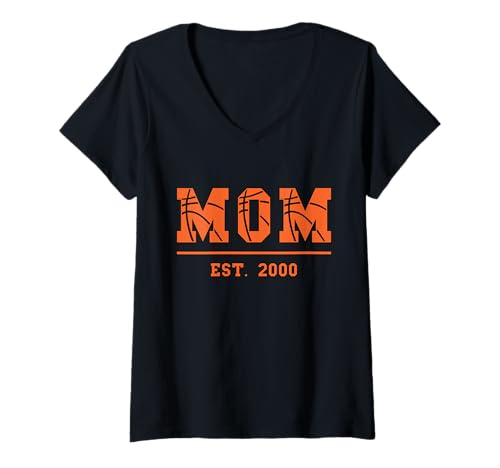 Damen Basketball Mama Est 2000 Muttertag Mutter Geburtstag Vintage T-Shirt mit V-Ausschnitt Damen Basketball Mama Est 2000 Muttertag Mutter Geburtstag Vintage T-Shirt mit V-Ausschnitt von Mom Est. 2000 Basketball Mother's Day Retro