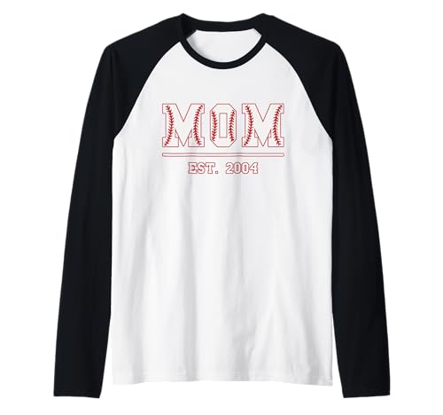 Baseball Mama Est. 2004 Muttertag Mutter Geburtstag Vintage Raglan von Mom Est. 2004 Baseball Softball Mother's Day Retro