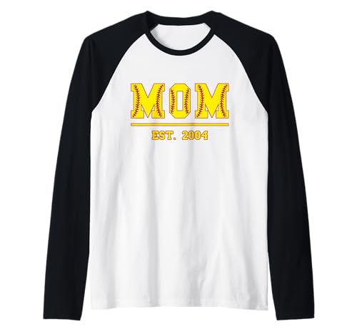 Softball Mama Est. 2004 Muttertag Mutter Geburtstag Vintage Raglan von Mom Est. 2004 Softball Baseball Mother's Day Retro