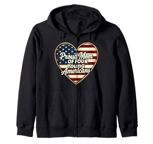 Mutter von vier jungen Amerikanern Patriotischer Muttertag Mama Mama Kapuzenjacke Mutter von vier jungen Amerikanern Patriotischer Muttertag Mama Mama Kapuzenjacke von Mom Of Four Young Americans Patriotic Products