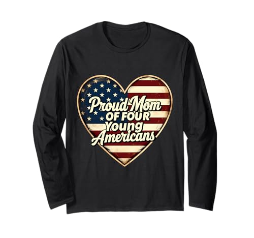 Mutter von vier jungen Amerikanern Patriotischer Muttertag Mama Mama Langarmshirt von Mom Of Four Young Americans Patriotic Products
