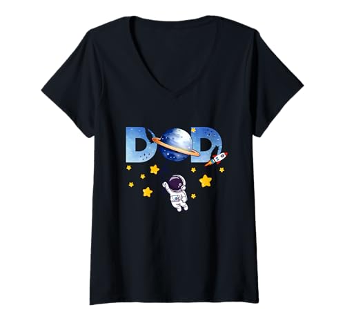 Damen Dad of The Birthday Boy Space Astronaut 1. Geburtstag Familie T-Shirt mit V-Ausschnitt Damen Dad of The Birthday Boy Space Astronaut 1. Geburtstag Familie T-Shirt mit V-Ausschnitt von Mom and Dad Space Themed Matching Shirts Birthday