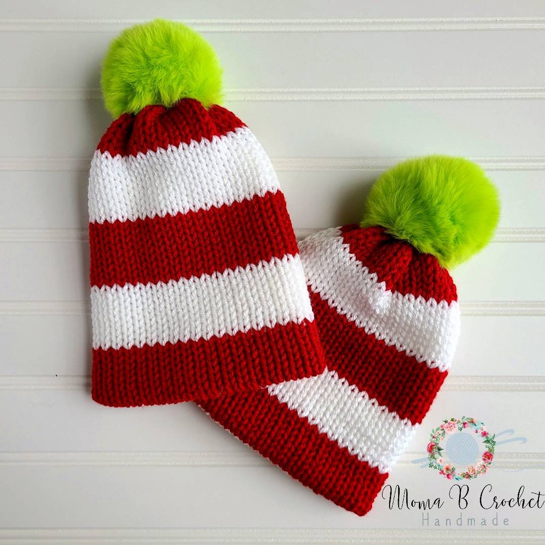 strickmütze, Grinch Mütze, Erwachsene Baby Kind Weihnachtsmütze von MomaBCrochet