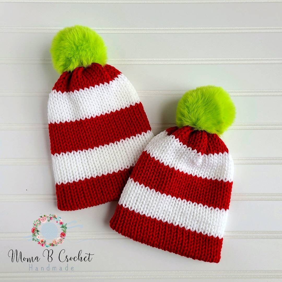 strickmütze, Grinch Mütze, Erwachsene Baby Kind Weihnachtsmütze von MomaBCrochet