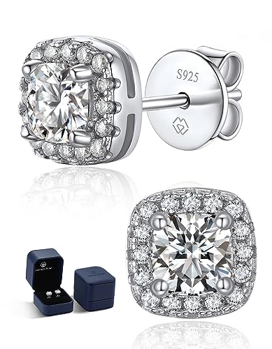 MomentWish Moissanite Ohrstecker Silber 925, Muttertag Geschenk, 1,16 Karat Diamant Ohrringe Damen Schmuck Hypoallergen Halo mit Geschenkbox Geburtstagsgeschenk für Frauen Freundin von MomentWish