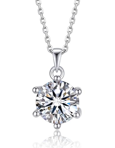 MomentWish Moissanite Kette Damen, Geschenk für Muttertag, 1 Karat Diamant Halskette Damen Silber 925 Solitär Anhänger VVS1 D Farbe mit Geschenkbox für Mama Frauen von MomentWish