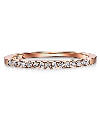 MomentWish Eternity Ring, Moissanit Diamant Ring Silber Damen Rosegold, Ring Damen Herren Verlobung Hochzeit Ehering Verlobungsring Ewigkeitsringe Größe57 von MomentWish