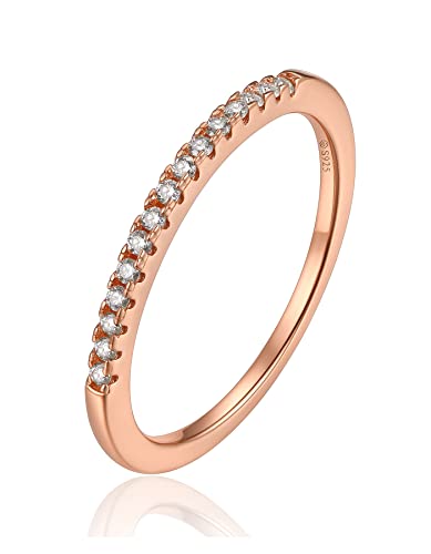 MomentWish Eternity Ring, Moissanit Diamant Ring Silber Damen Rosegold, Ring Damen Herren Verlobung Hochzeit Ehering Verlobungsring Ewigkeitsringe Größe60 von MomentWish