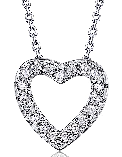 MomentWish Halskette Damen Silber 925, Geschenk für Mama, Moissanit Diamant Herz Anhänger Geburtstagsgeschenk Liebes Geschenk für Frauen Sie von MomentWish