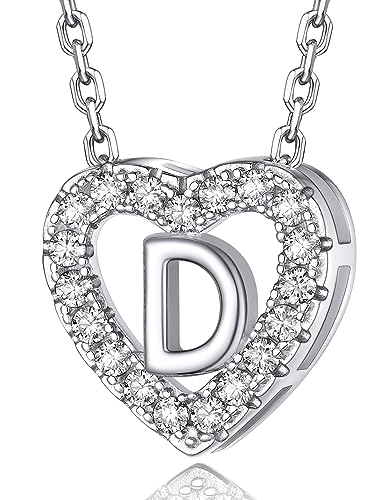 MomentWish Kette mit Buchstaben, Halskette Damen Silber 925 Moissanit Diamant Mama Geschenk Muttertag für Frauen Schmuck mit Anhänger Buchstabe D von MomentWish