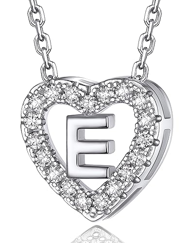 MomentWish Kette mit Buchstaben, Halskette Damen Silber 925 Moissanit Diamant Geschenk Valentinstag für Frauen Schmuck mit Anhänger Buchstabe E von MomentWish