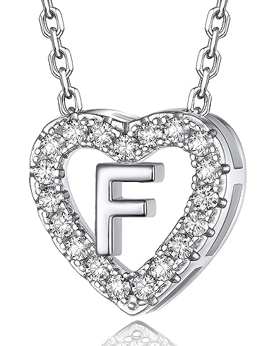 MomentWish Kette mit Buchstaben, Halskette Damen Silber 925 Moissanit Diamant Geschenk Valentinstag für Frauen Schmuck mit Anhänger Buchstabe F von MomentWish