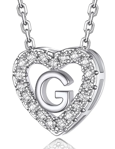 MomentWish Kette mit Buchstaben, Halskette Damen Silber 925 Moissanit Diamant Mama Geschenk Muttertag für Frauen Schmuck mit Anhänger Buchstabe G von MomentWish