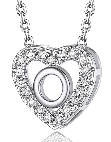 MomentWish Kette mit Buchstaben, Halskette Damen Silber 925 Moissanit Diamant Geschenk Valentinstag für Frauen Schmuck mit Anhänger Buchstabe O von MomentWish