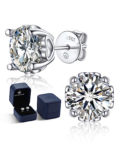 MomentWish Moissanite Ohrringe, 2 Karat/6.5 mm Ohrstecker Silber 925 Echt Damen Diamant Stecker Schmuck Geschenk für Damen-Herz Seite von MomentWish