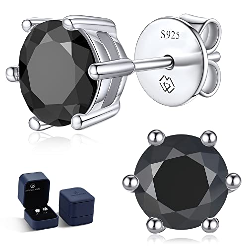 MomentWish Moissanite Ohrstecker Schwarz, 1 Karat Moissanite Ohrringe Schwarz Glänzend Silber 925 Solitaire für Damen und Herren 5mm von MomentWish