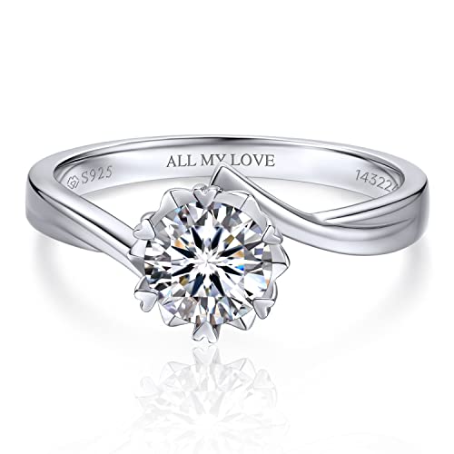 MomentWish Personalisierter Moissainte Ring Damen, 2 Karat Promise ring Wedding ring mit GRA Zertifikat Geschenk für Frauen -Größe61 von MomentWish