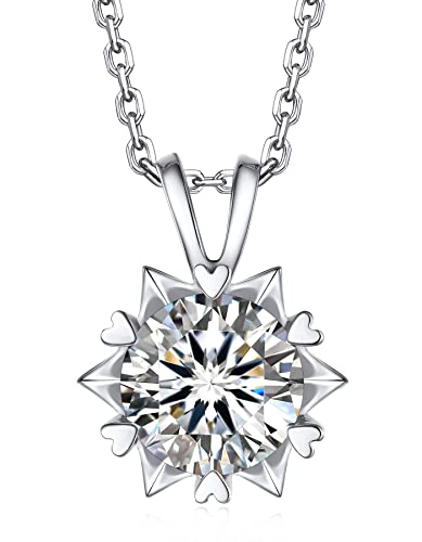 MomentWish Schneeflocke Kette Damen, 2 Karat Moissanit Diamant Halskette Damen Silber 925 Glücksbringer Stern Anhänger mit Geschenkbox Gra Zertifika für Frauen von MomentWish