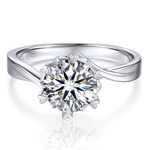 MomentWish Moissainte Ring Frauen, 2 Karat Verlobungsring Damen Promise Ring Wedding Ring mit GRA Zertifikat Geschenk für Frauen -Größe53 von MomentWish