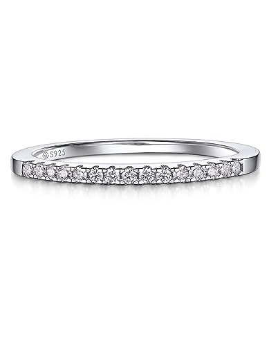 MomentWish Eternity Ring, Moissanit Diamant Ring Silber Damen, Ring Damen Herren Verlobung Hochzeit Ehering Verlobungsring Ewigkeitsringe Größe63 von MomentWish