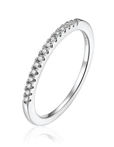 MomentWish Eternity Ring, Moissanit Diamant Ring Silber Damen, Ring Damen Herren Verlobung Hochzeit Ehering Verlobungsring Ewigkeitsringe Größe50 von MomentWish