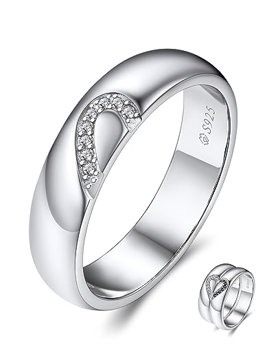 MomentWish Verlobungsring Paar, Moissainte Silber Trauringe Couple Ring Freundschaftsringe Pärchen Valentinstag Liebes Geschenk für Paare Frauen sie-60(18.9) von MomentWish