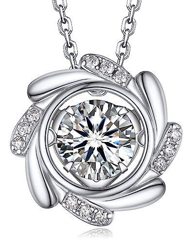 MomentWish Windmühle Halskette Damen, 1 Karat Glitzernder Moissanite Anhänger Tanz Halskette Glücksbringer Damen Diamant Halskette 925 Silber für Frauen von MomentWish