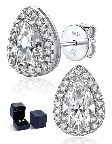 MomentWish Moissanite Ohrringe Tropfen, Geschenk für Mütter, 1,16 Karat Ohrstecker Silber 925 Damen Schmuck Hypoallergen Halo mit Geschenkbox Geburtstagsgeschenk für Frauen Freundin von MomentWish