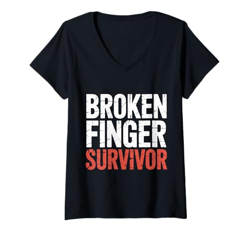Damen Broken Finger Survivor Erholung der Verletzung Heilung |- T-Shirt mit V-Ausschnitt von Momente der Erholung von Verletzungen