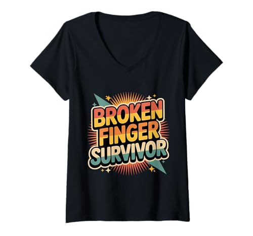 Damen Broken Finger Survivor Erholung der Verletzung Heilung |- T-Shirt mit V-Ausschnitt von Momente der Erholung von Verletzungen