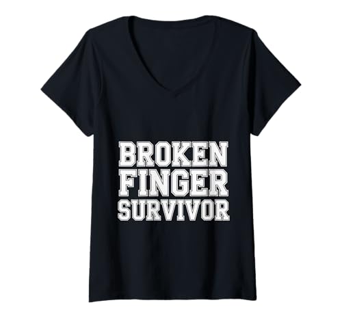 Damen Broken Finger Survivor Injury Healing Recovery - T-Shirt mit V-Ausschnitt von Momente der Erholung von Verletzungen