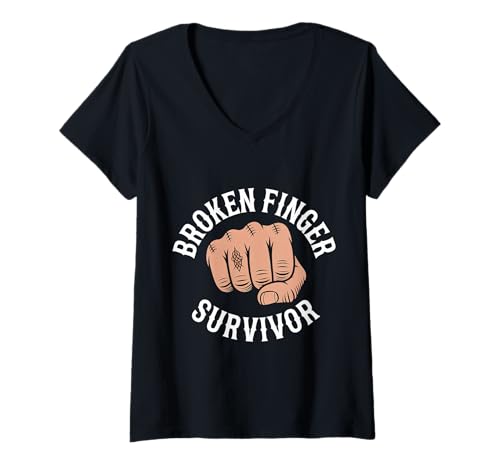 Damen Broken Finger Survivor Injury Healing Recovery - T-Shirt mit V-Ausschnitt von Momente der Erholung von Verletzungen