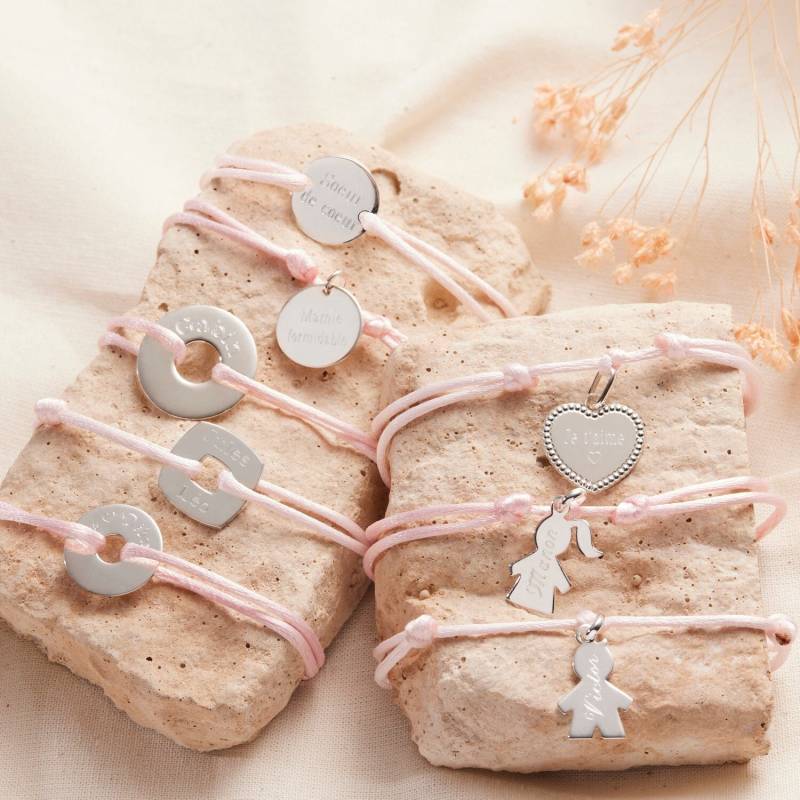 Personalisiertes Kordelarmband Mit Kleinem Mädchen-Charm, Silber, Originelles Geschenk Für Frauen Und Kinder von MomentsPrecieuxFR