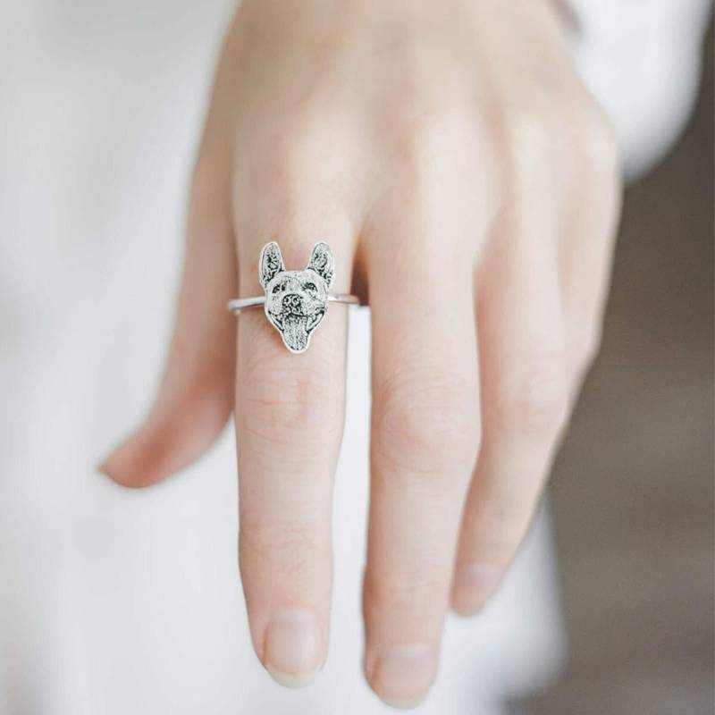 Personalisierter Hundegesicht Ring Fotoring Hund Gedenkschmuck Haustier Gedenkring Hundeliebhaber Geschenk Hundering Hunde Andenken von Momentta