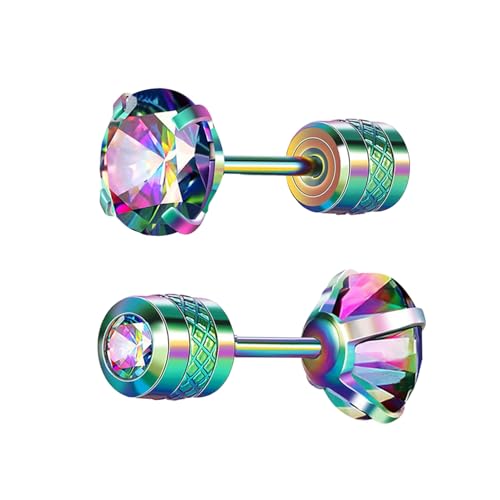 Helix Piercings Ohrstecker,6mm CZ Piercing Ohr für Empfindliche Ohren Mode Damen Herren Schmuck Set Schmuck Geschenke (Farbe) von Momeski