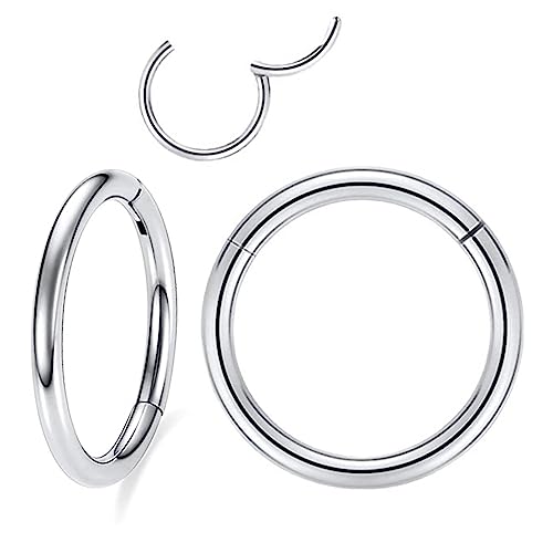 Momeski 2 Stück Stilvoller Nasenring Hoop - Septum Clicker Ring 316L Chirurgenstahl-Piercing für Frauen, Durchmesser, geeignet für Conch, Daith, Helix, Rook, Tragus, Lobe, Snug (9mm) von Momeski