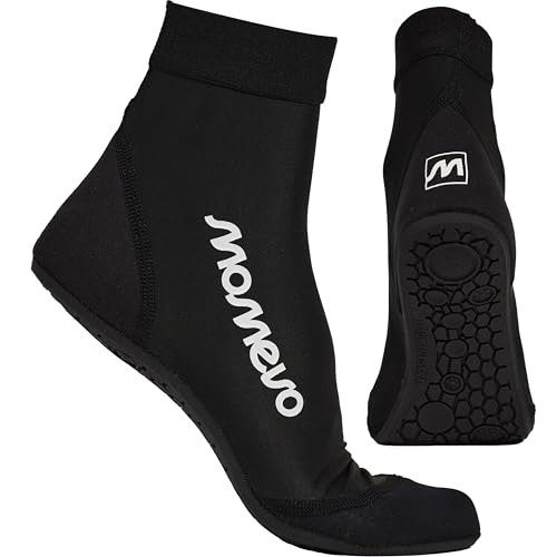 Momevo - Splashies Wasserschuhe - Seeigelfeste Badeschuhe aus Neopren mit Stabiler Sohle - Schützt vor Spitzen Gegenständen für Komfortables Laufen am Strand - Unisex Schwarz 44/45 von Momevo