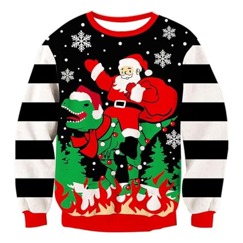 Momkonzz Kinder Weihnachten Pullover Junge Weihnachten hässlich Pullover Tween Dinosaurier Santa Pullover Kinder lustig Top Kleidung 12-14 Jahre von Momkonzz