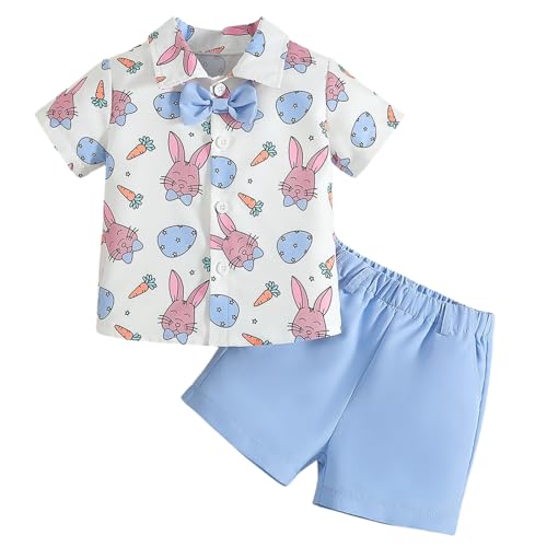 Momkonzz Kleinkind Baby jungen Ostern Outfits kleine Jungen Kaninchen kurze Ärmel Shirt und Shorts Kleidung Set 2Pcs Kleidung 3-4 Jahre von Momkonzz