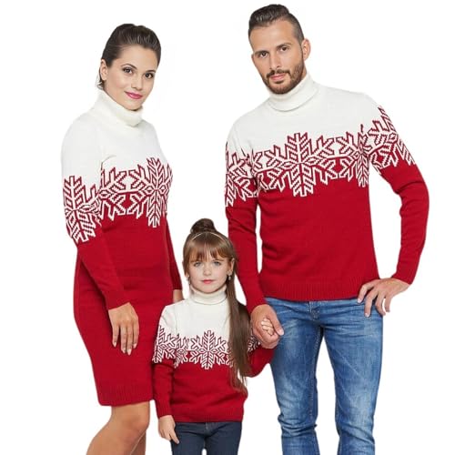 Momkonzz Ugly Christmas Jumper Familie Matching Pullover mit Schneeflocke Stricken hohen Hals Pullover Xmas Holiday Party Kleidung für Frauen/Männer/Jungen/Mädchen/Paar - Männer/S Momkonzz Ugly Christmas Jumper Familie Matching Pullover mit Schneeflocke Stricken hohen Hals Pullover Xmas Holiday Party Kleidung für Frauen/Männer/Jungen/Mädchen/Paar - Männer/S von Momkonzz