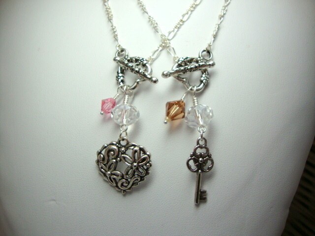 Personalisierte, Birthstone, Schlüssel Zu Meinem Herzen, Mutter Tochter Halskette Set Personalisierte, Birthstone, Schlüssel Zu Meinem Herzen, Mutter Tochter Halskette Set von MommaGoddess