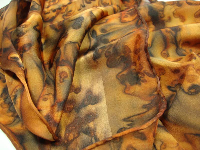 Schal, Frauen, Seide, Hand Gefärbt Braun Schwarz Animal Print Seidenschal von MommaGoddess