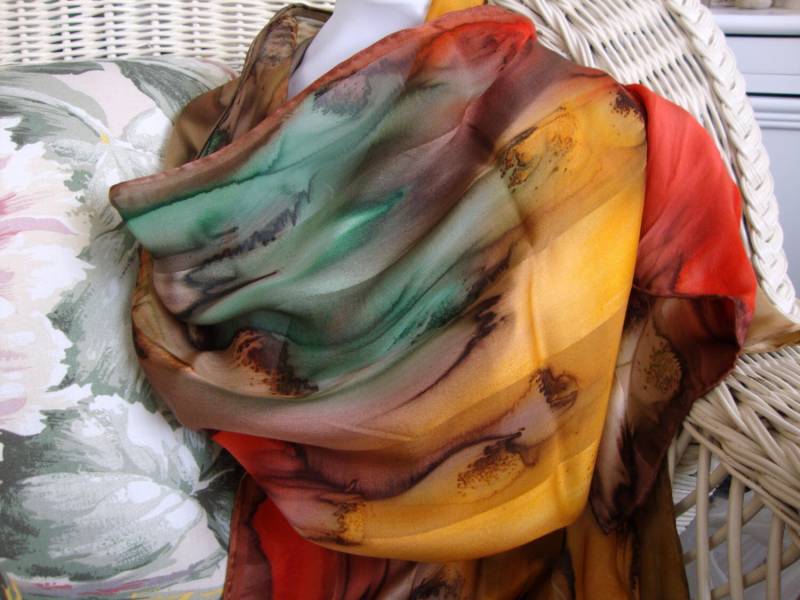 Schal, Seide, Frauen, Handgefärbt, Seidenschal, Kastanie Antilope Olive Apricot Schal, Seide, Frauen, Handgefärbt, Seidenschal, Kastanie Antilope Olive Apricot von MommaGoddess